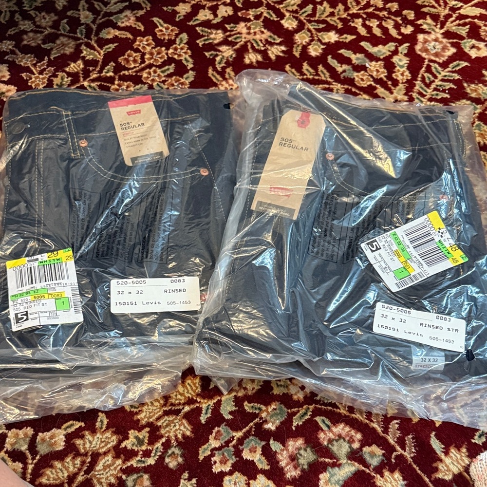 2 NEW Levi's 505 Men's Rinsed Blue Jeans Stretch